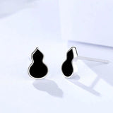 925 Silver Gourd Earrings Red Pain Stud Women Jewelry