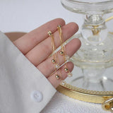 Tassel Zircon Ball Earrings Metal Long Stud Delicate Jewelry
