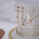 Tassel Zircon Ball Earrings Metal Long Stud Delicate Jewelry
