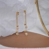 Tassel Zircon Ball Earrings Metal Long Stud Delicate Jewelry