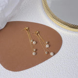 Tassel Zircon Ball Earrings Metal Long Stud Delicate Jewelry