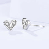 Heart Earrings 925 Silver Zircon Studs for Women