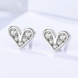 Heart Earrings 925 Silver Zircon Studs for Women