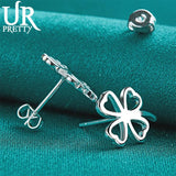 925 Silver Clover Stud Earrings Women Wedding Charm Gift