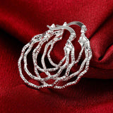 925 Silver Three Circle Hoop Earrings Wedding Jewelry