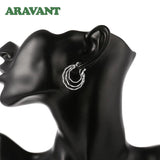 925 Silver Three Circle Hoop Earrings Wedding Jewelry