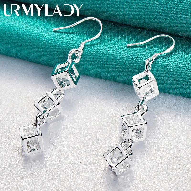 Zircon Wedding Earrings 925 Silver Bridal Jewelry