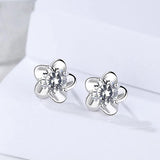 Flower Earrings 925 Silver Studs Purple Zircon Stone