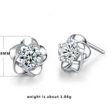 Flower Earrings 925 Silver Studs Purple Zircon Stone