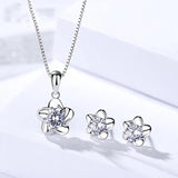Flower Earrings 925 Silver Studs Purple Zircon Stone
