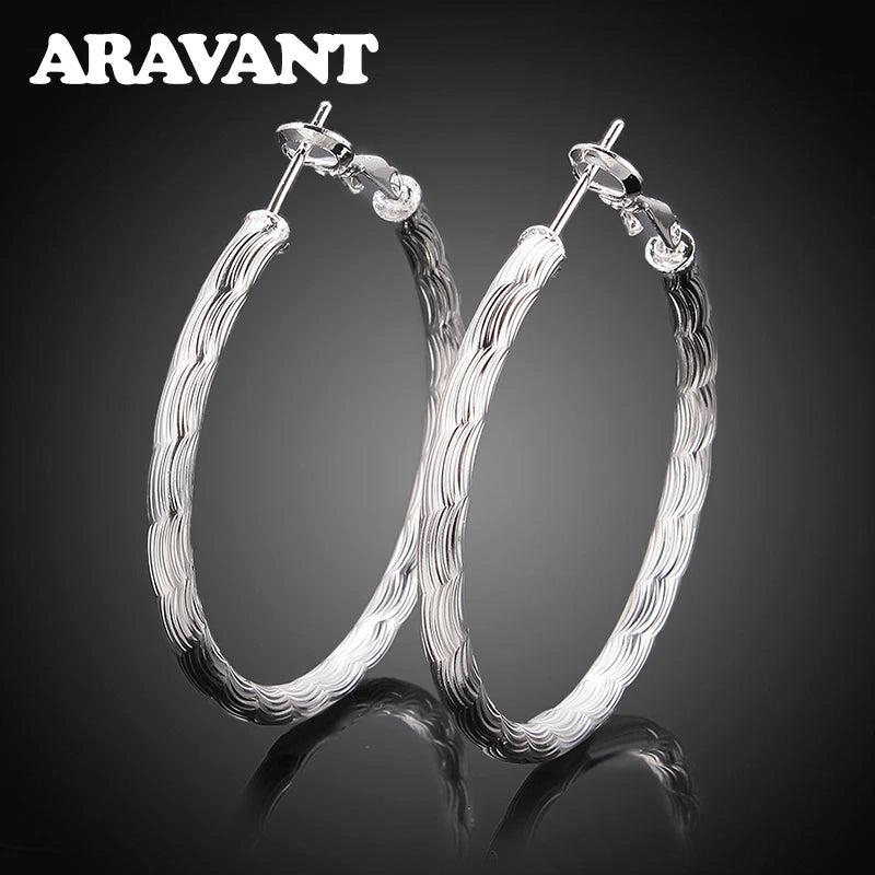 925 Sterling Silver 40MM Big Hoop Earring For Women Jewelry Gift
