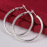 925 Sterling Silver 40MM Big Hoop Earring For Women Jewelry Gift