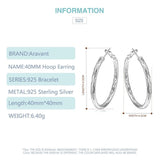 925 Sterling Silver 40MM Big Hoop Earring For Women Jewelry Gift