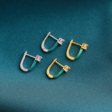 Zircon Green U-shaped Earrings 925 Sterling Silver