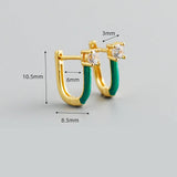 Zircon Green U-shaped Earrings 925 Sterling Silver