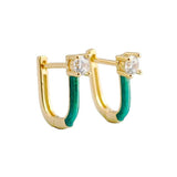Zircon Green U-shaped Earrings 925 Sterling Silver