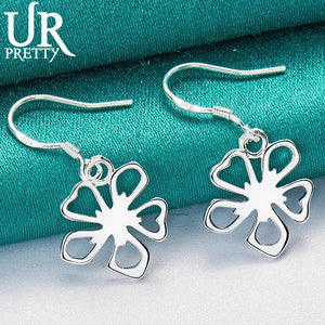 925 Silver Flower Drop Earrings Wedding Jewelry Gift