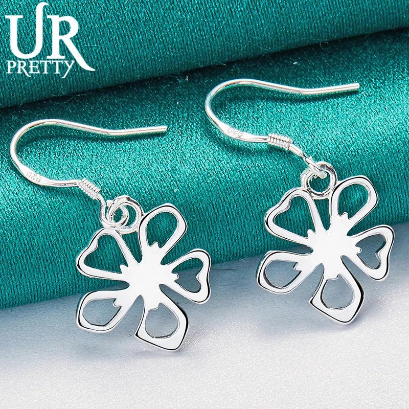 925 Silver Flower Drop Earrings Wedding Jewelry Gift