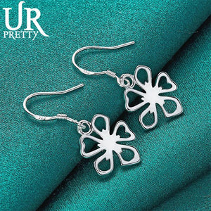 925 Silver Flower Drop Earrings Wedding Jewelry Gift