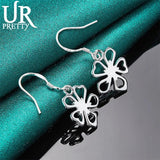 925 Silver Flower Drop Earrings Wedding Jewelry Gift