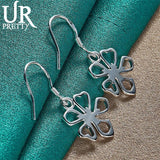 925 Silver Flower Drop Earrings Wedding Jewelry Gift