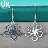 925 Silver Flower Drop Earrings Wedding Jewelry Gift