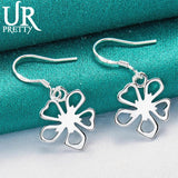 925 Silver Flower Drop Earrings Wedding Jewelry Gift