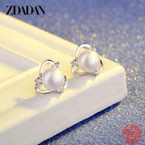 925 Silver Pearl Stud Earrings Wedding Jewelry