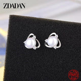 925 Silver Pearl Stud Earrings Wedding Jewelry