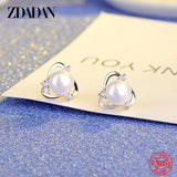 925 Silver Pearl Stud Earrings Wedding Jewelry
