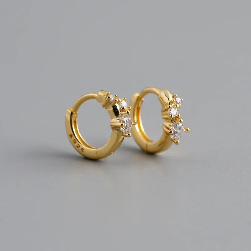 925 Silver Circle Huggie Hoop Earrings with Zircon