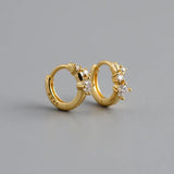 925 Silver Circle Huggie Hoop Earrings with Zircon