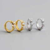 925 Silver Circle Huggie Hoop Earrings with Zircon