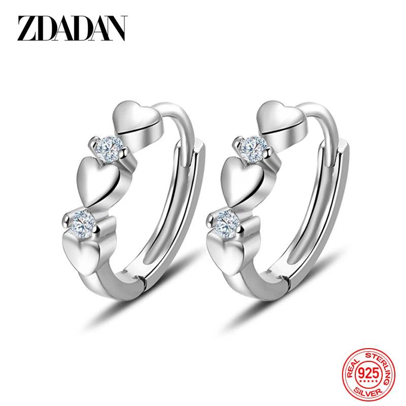 925 Sterling Silver Heart Hoop Earrings for Women Girls