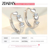925 Sterling Silver Heart Hoop Earrings for Women Girls