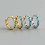 Zircon Round Ear Buckle 925 Sterling Silver Earrings