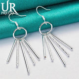 925 Silver Frosted Cylindrical Earrings for Women