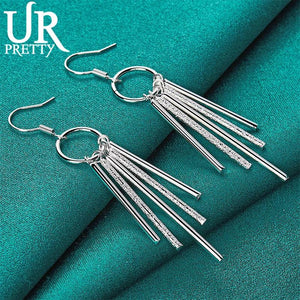 925 Silver Frosted Cylindrical Earrings for Women