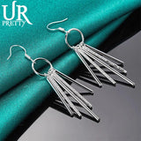 925 Silver Frosted Cylindrical Earrings for Women