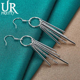 925 Silver Frosted Cylindrical Earrings for Women