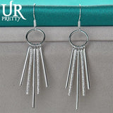 925 Silver Frosted Cylindrical Earrings for Women