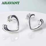 925 Silver Hollow Heart Earrings Women Jewelry