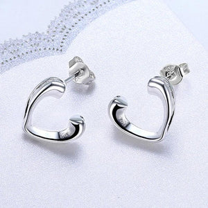 925 Silver Hollow Heart Earrings Women Jewelry