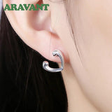 925 Silver Hollow Heart Earrings Women Jewelry