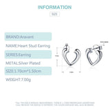 925 Silver Hollow Heart Earrings Women Jewelry