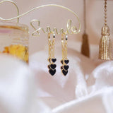 14k Real Heart Charm Stud Earrings Tassel Fashionable Jewelry Pendant