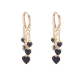 14k Real Heart Charm Stud Earrings Tassel Fashionable Jewelry Pendant
