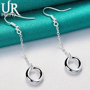 925 Silver Oval Drop Earrings Women Wedding Engagement Party
