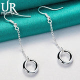 925 Silver Oval Drop Earrings Women Wedding Engagement Party