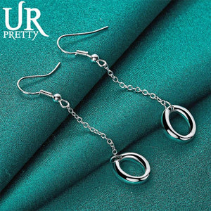925 Silver Oval Drop Earrings Women Wedding Engagement Party